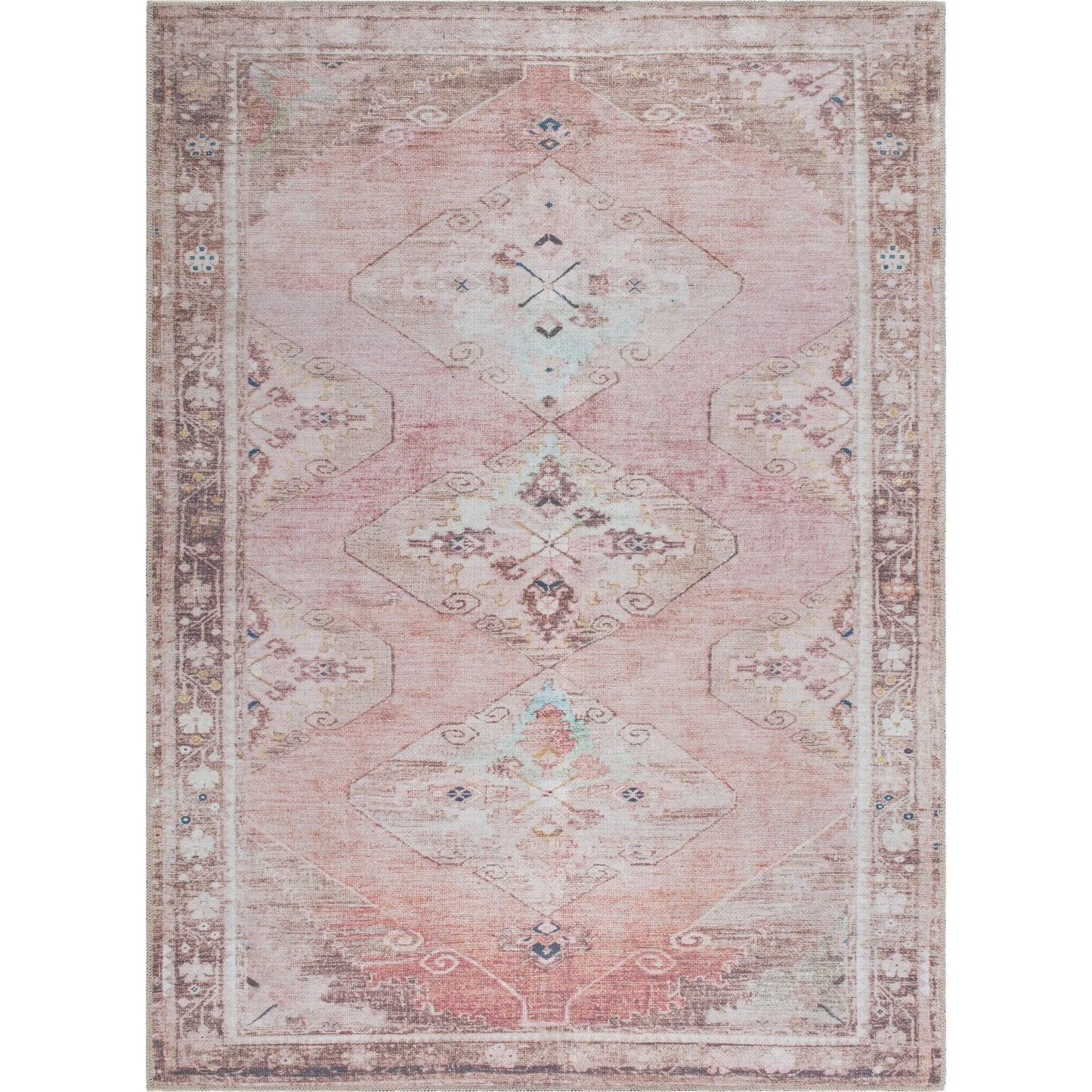 000 SI-2245639,SI-2245641,SI-2245642,SI-2245643,SI-2245644 | Primary Silo | Amelie AML-2402 Rug by Livabliss in dusty pink, rust, cream, beige, dark brown, black. Made from polyester in a unique style.