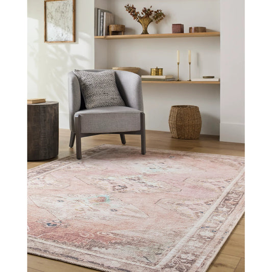 Amelie 533498 Rug by Livabliss in dusty pink, rust, cream, beige, dark brown, black. Made from polyester in a unique style.