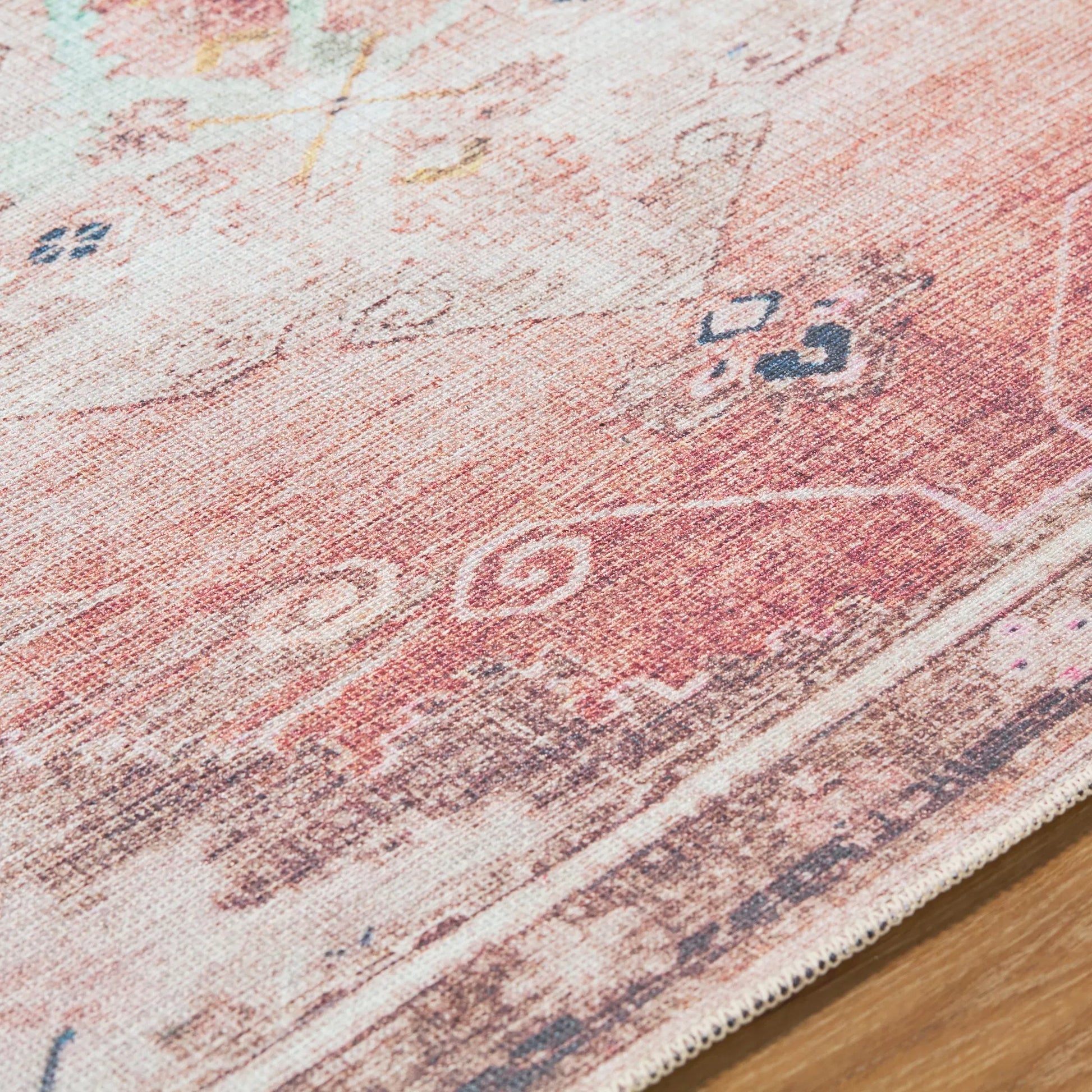 Amelie AML-2402 Rug by Livabliss in dusty pink, rust, cream, beige, dark brown, black. Made from polyester in a unique style.