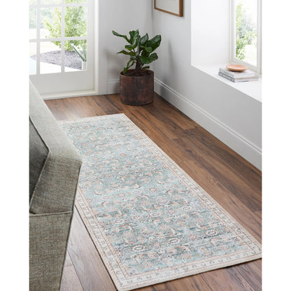 Amelie 533507 Rug by Livabliss in pale blue, teal, deep teal, cream, brown, tan. Made from polyester in a unique style.