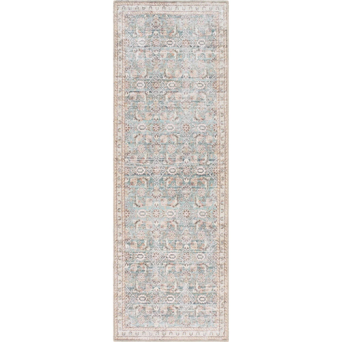 001 SI-2245645 | Primary Silo | Amelie 533507 Rug by Livabliss in pale blue, teal, deep teal, cream, brown, tan. Made from polyester in a unique style.