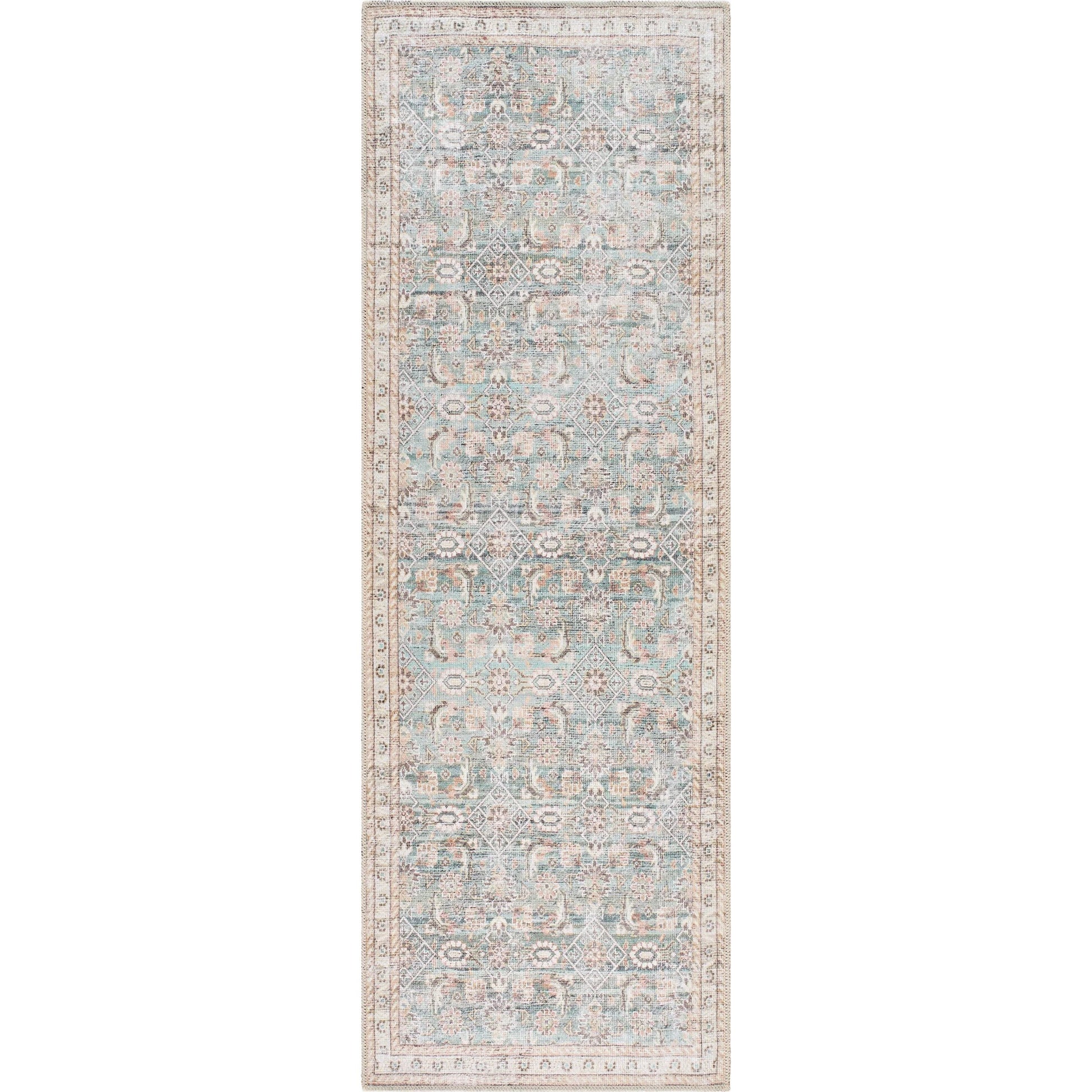 Amelie 533507 Rug by Livabliss in pale blue, teal, deep teal, cream, brown, tan. Made from polyester in a unique style.