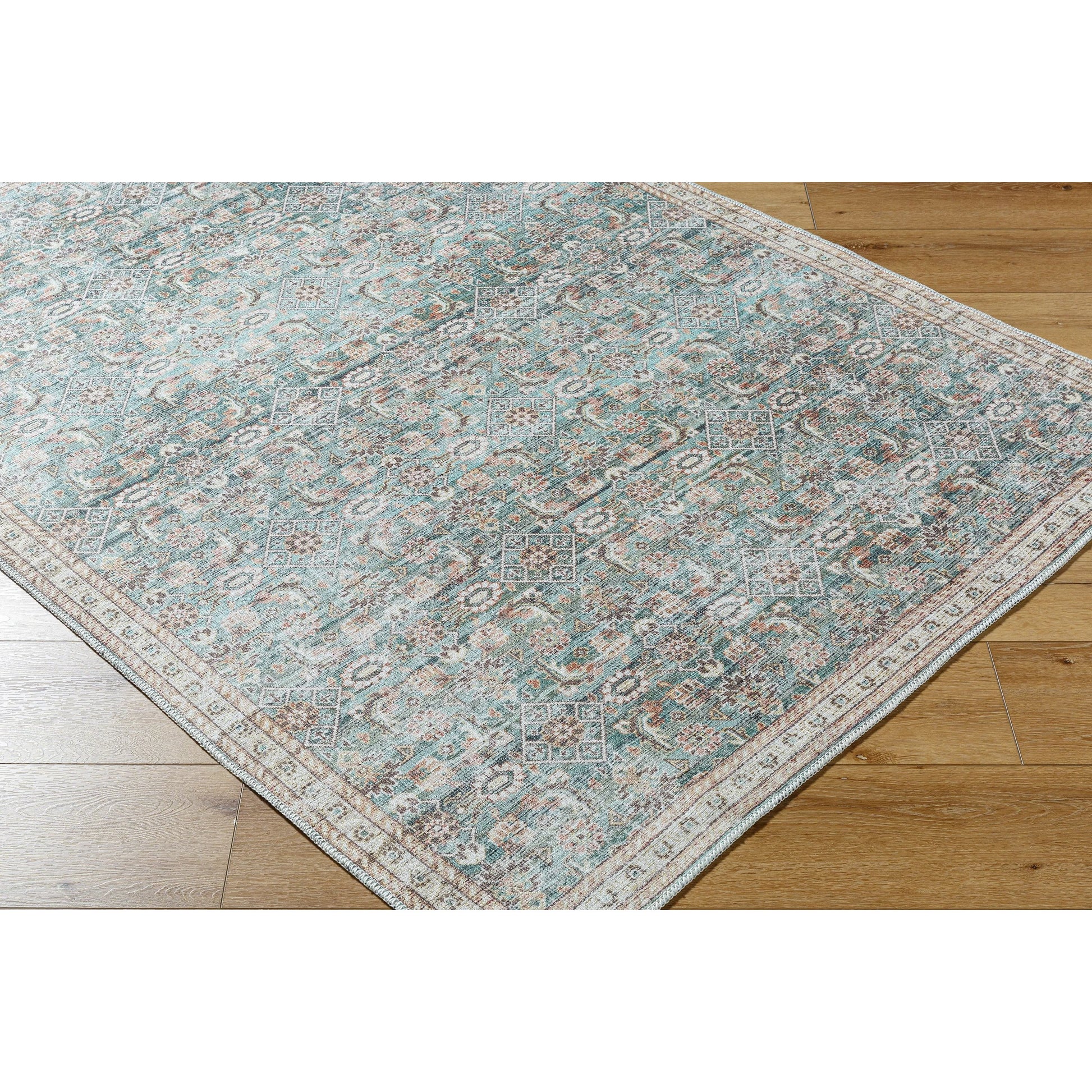 Amelie 533507 Rug by Livabliss in pale blue, teal, deep teal, cream, brown, tan. Made from polyester in a unique style.