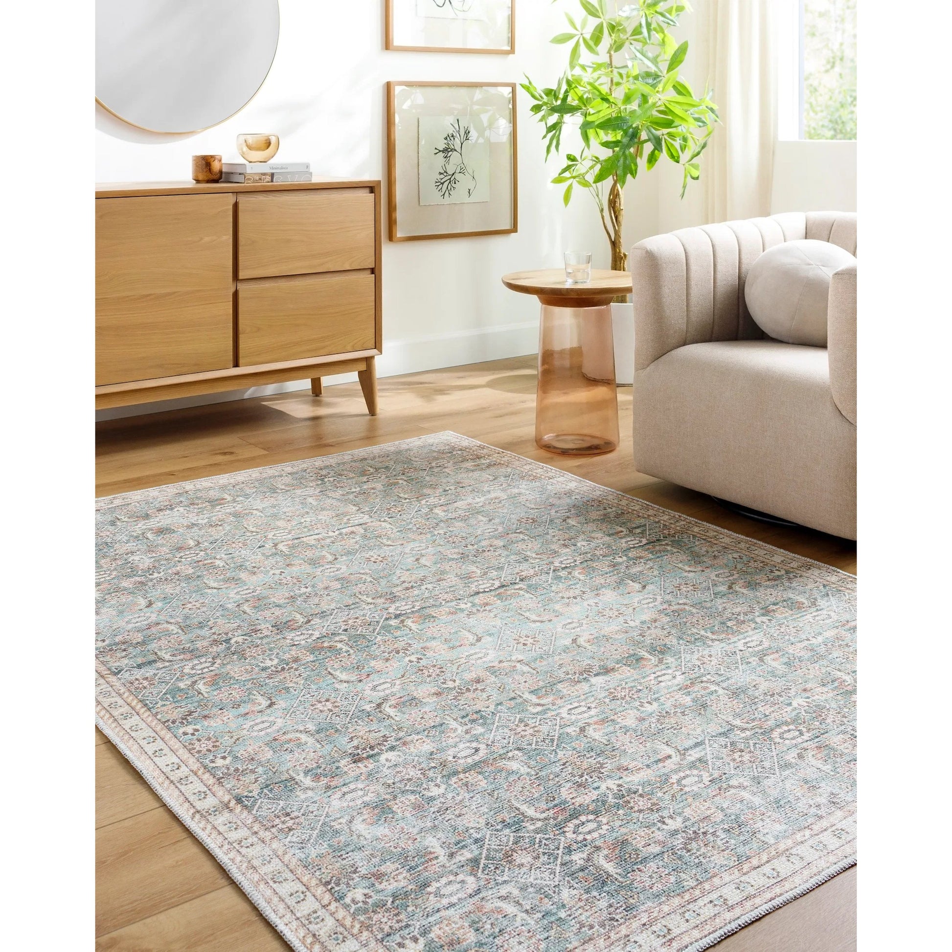 Amelie 533507 Rug by Livabliss in pale blue, teal, deep teal, cream, brown, tan. Made from polyester in a unique style.