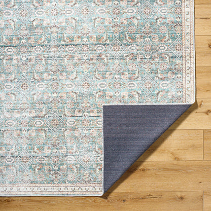 Amelie 533507 Rug by Livabliss in pale blue, teal, deep teal, cream, brown, tan. Made from polyester in a unique style.