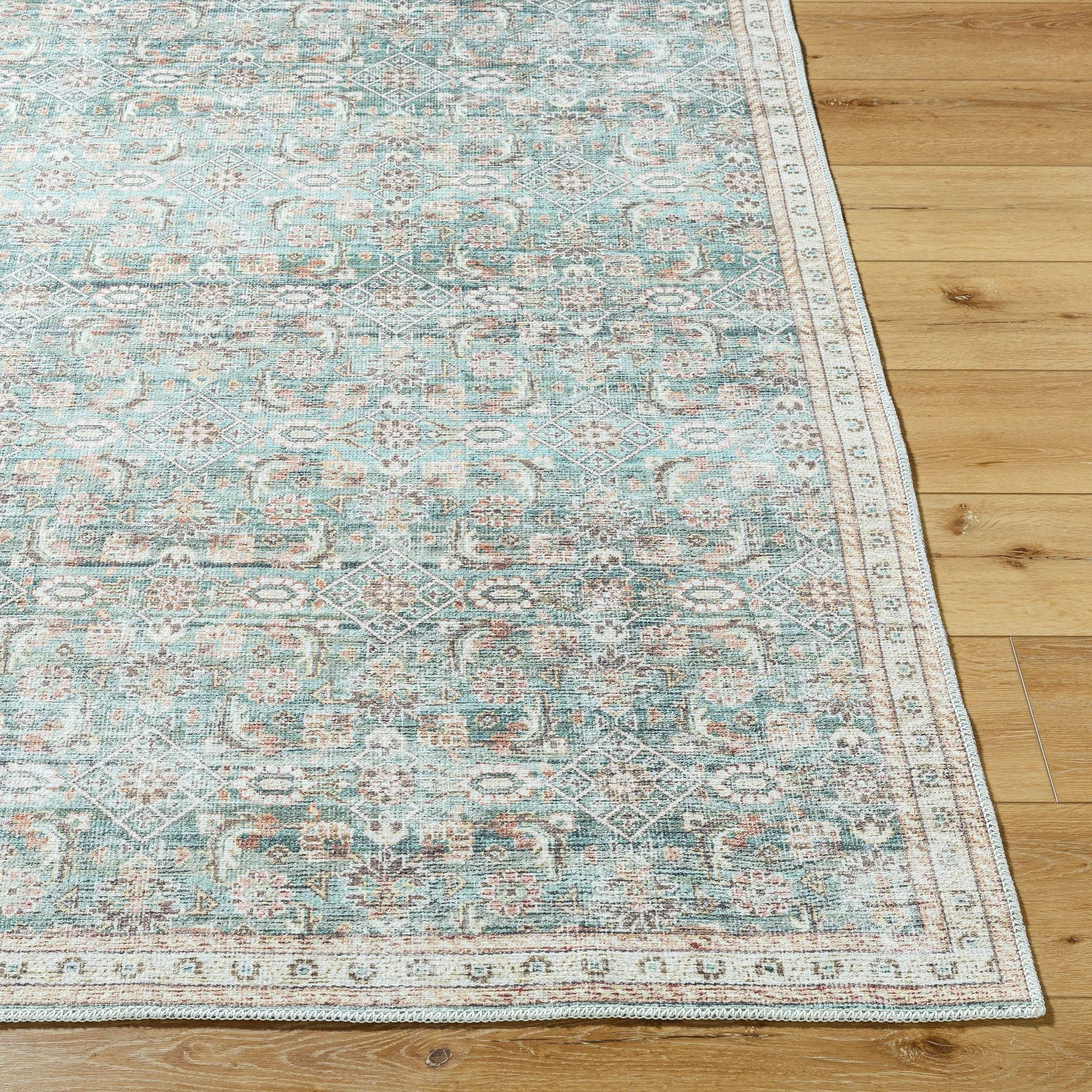 Amelie 533507 Rug by Livabliss in pale blue, teal, deep teal, cream, brown, tan. Made from polyester in a unique style.