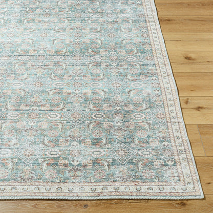 Amelie 533507 Rug by Livabliss in pale blue, teal, deep teal, cream, brown, tan. Made from polyester in a unique style.