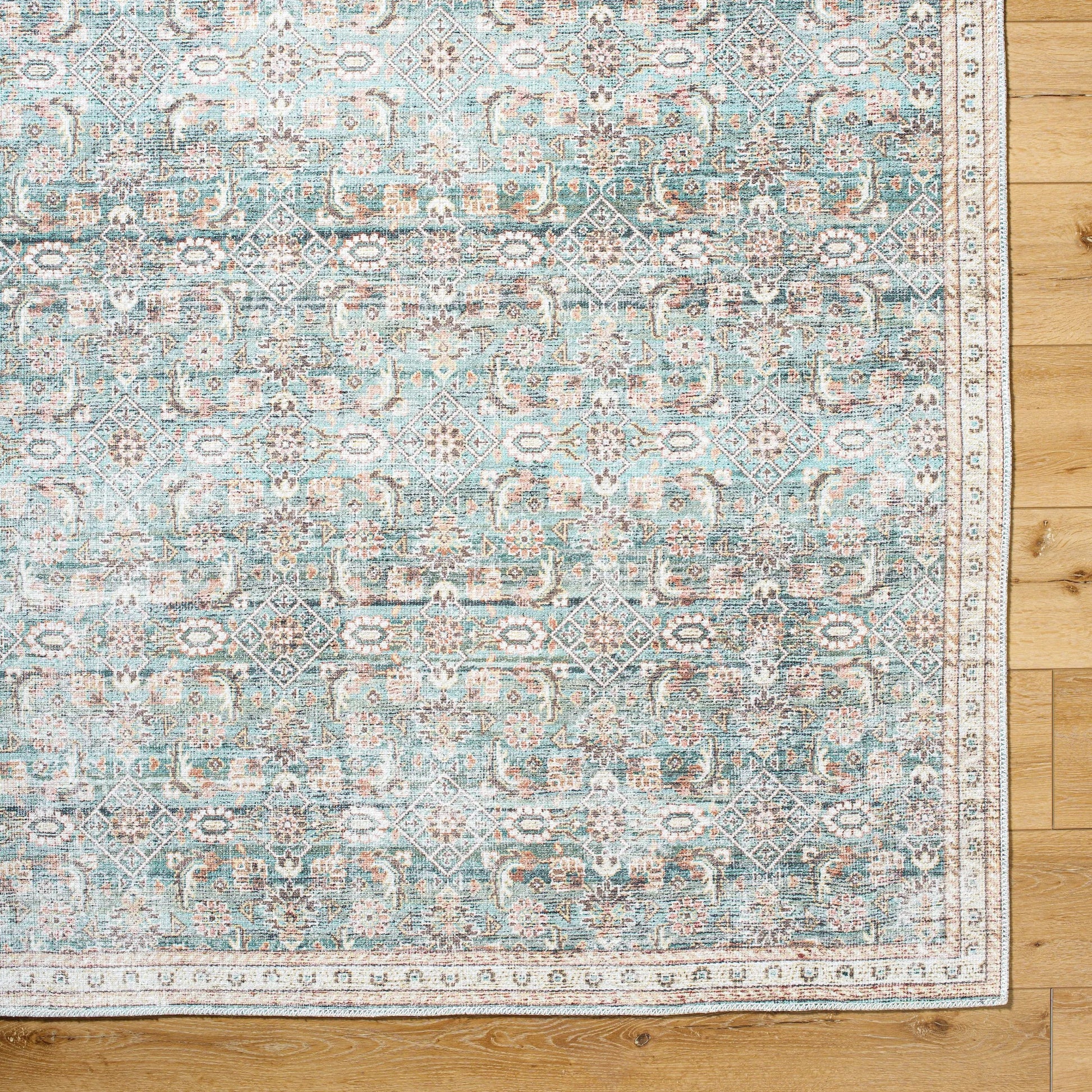 Amelie 533507 Rug by Livabliss in pale blue, teal, deep teal, cream, brown, tan. Made from polyester in a unique style.