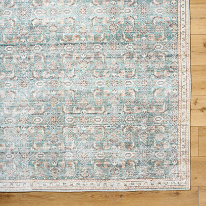 Amelie 533507 Rug by Livabliss in pale blue, teal, deep teal, cream, brown, tan. Made from polyester in a unique style.