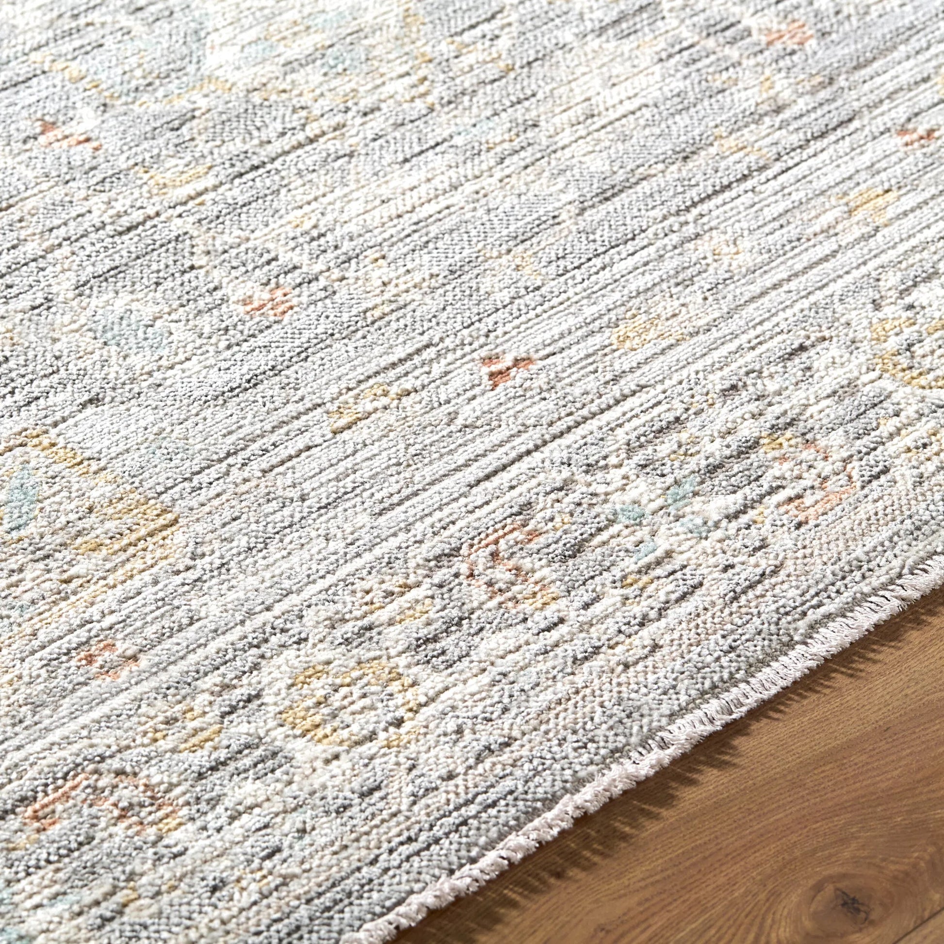 Amir AMR-2302 Rug by Livabliss in medium gray, light gray, beige, cream, light brown, sky blue. Made from polypropylene, polyester in a unique style.