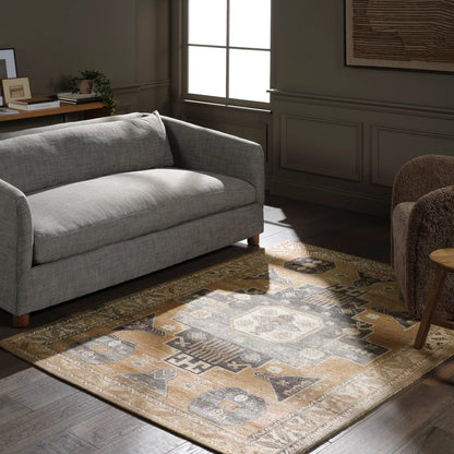 Amata By House Sprucing AMT01 Rug by Jaipur Living in tan, navy. Made from 100% pet yarn in a unique style.