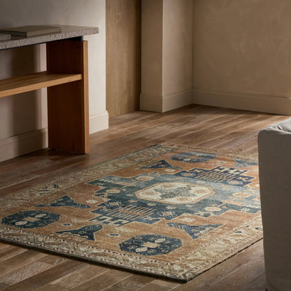 Amata By House Sprucing AMT01 Rug by Jaipur Living in tan, navy. Made from 100% pet yarn in a unique style.