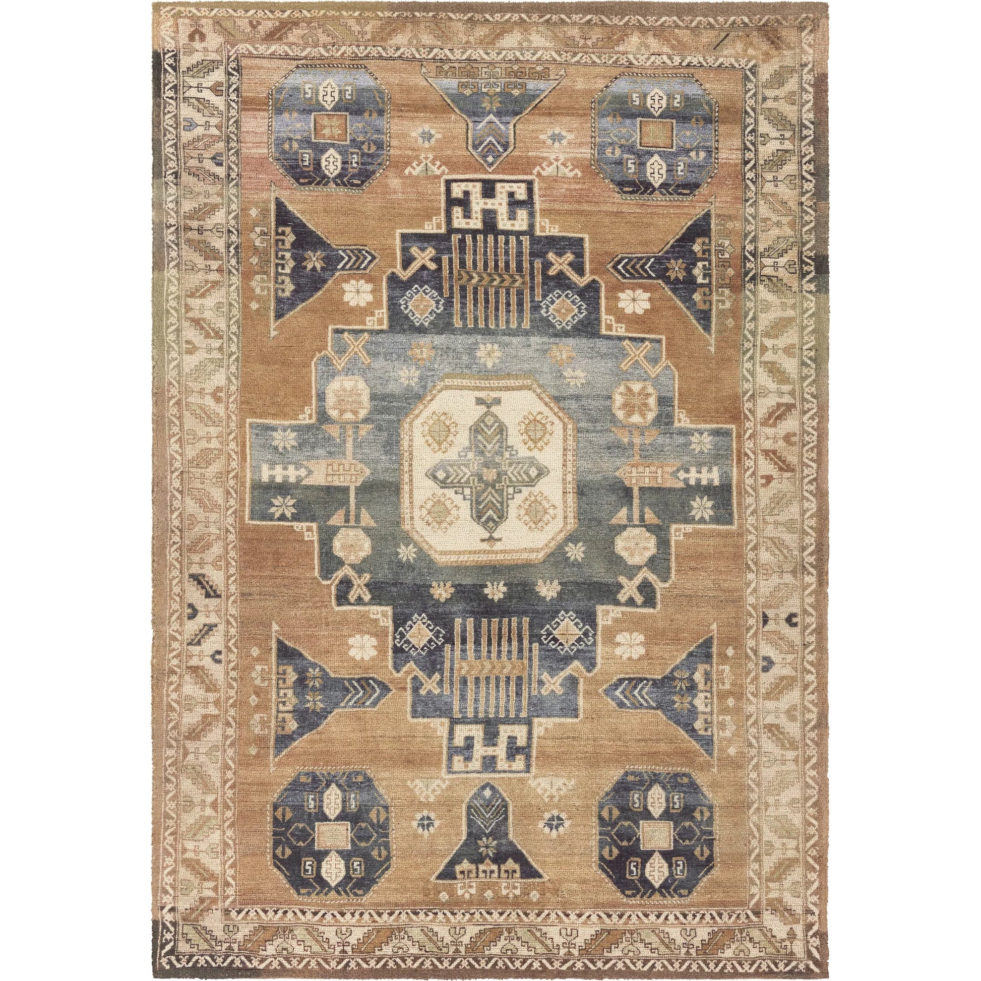 Amata By House Sprucing AMT01 Rug by Jaipur Living in tan, navy. Made from 100% pet yarn in a unique style.