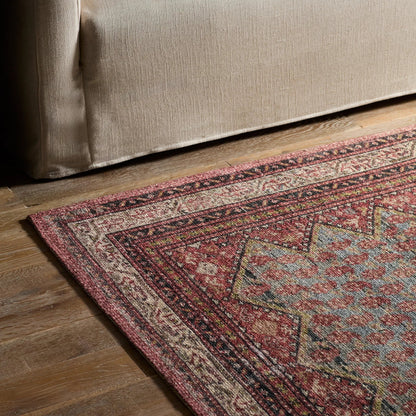 Amata By House Sprucing AMT02 Rug by Jaipur Living in red, blue. Made from 100% pet yarn in a unique style.