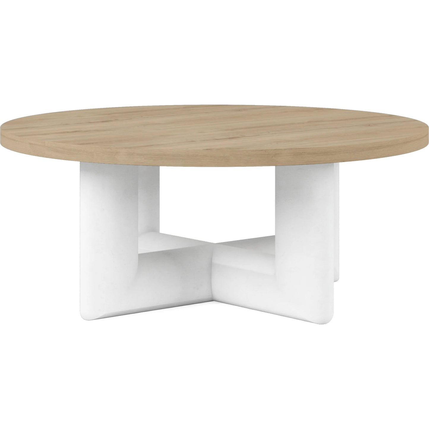 001 SI-2155775 | Primary Silo | Garrison Round Cocktail Table by A.R.T. Furniture in washed oak, emory white. Made from parawood solids with ash embossing, white oak veneers, resin in a modern style.