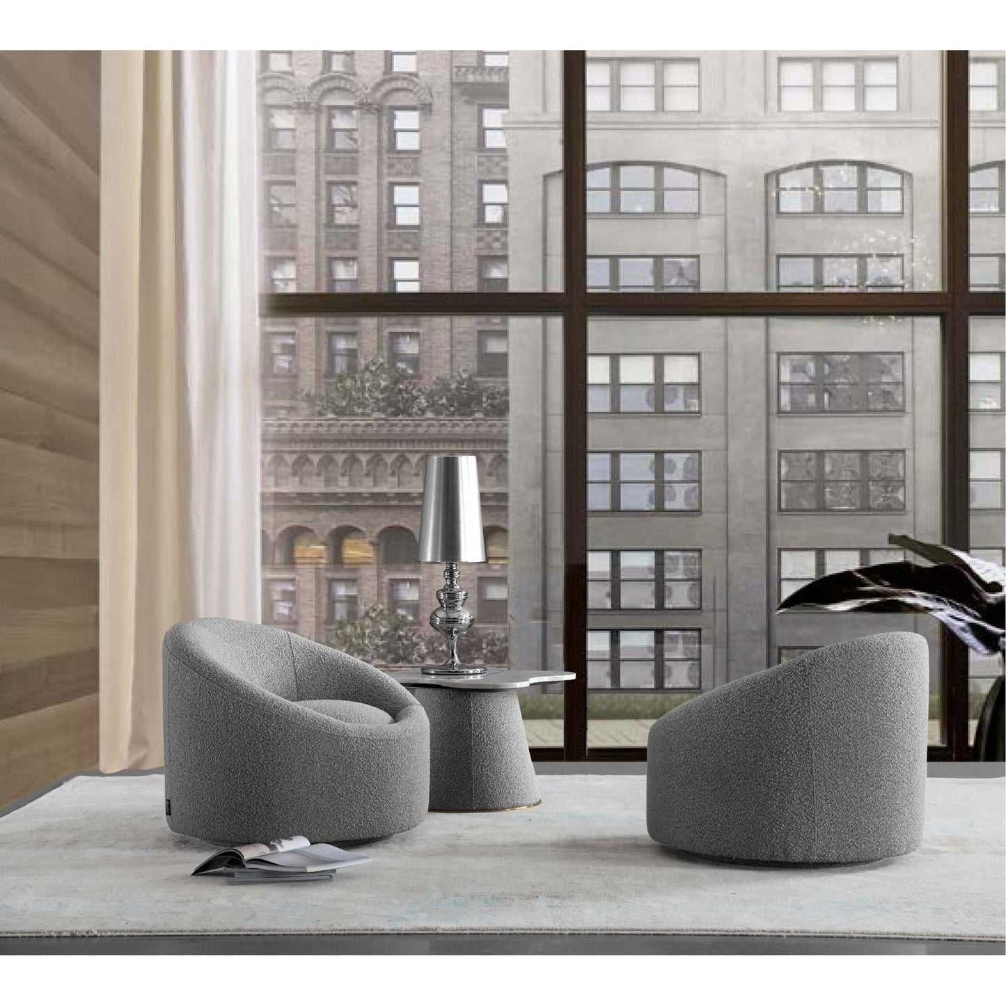 009 SI-1718120 | Lifestyle | Sienna Swivel Chair by Pasargad Home. Made from polyester fabric in a modern style.