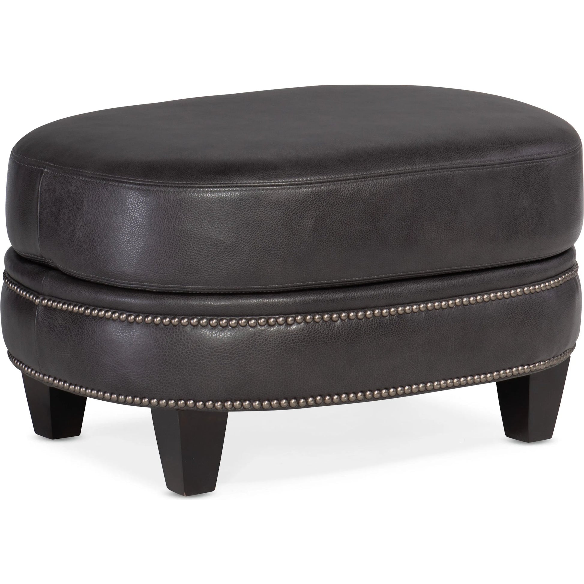 Richardson Ottoman by Bradington-Young by Hooker Furniture in charcoal and plantation, gunmetal. Made from 100% leather in a unique style.