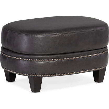 Richardson Ottoman by Bradington-Young by Hooker Furniture in charcoal and plantation, gunmetal. Made from 100% leather in a unique style.