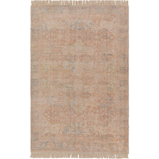 Amasya Rug - 29241 by Surya in red, blue, burgandy, sky blue, grass green, dusty coral. Made from 50% cotton, 20% polyester, 15% viscose, 15% wool in a unique style.