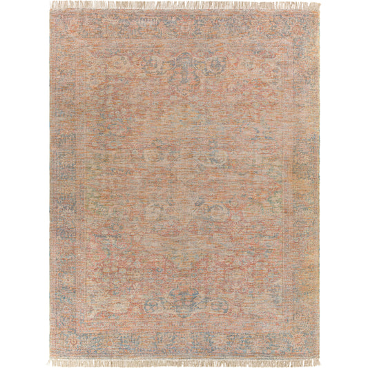 Amasya Rug - 29241 by Surya in red, blue, burgandy, sky blue, grass green, dusty coral. Made from 50% cotton, 20% polyester, 15% viscose, 15% wool in a unique style.