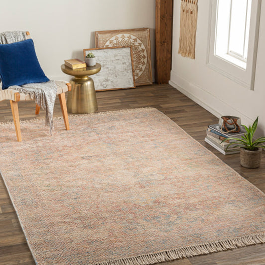 Amasya Rug - 29241 by Surya in red, blue, burgandy, sky blue, grass green, dusty coral. Made from 50% cotton, 20% polyester, 15% viscose, 15% wool in a unique style.