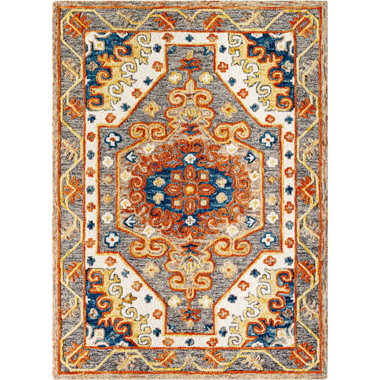 Amita Rug - 492235 by Livabliss in black, light gray, yellow, orange, camel. Made from face: 100% wool, warp: 100% cotton in a unique style.