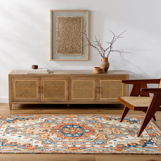 Amita Rug - 492235 by Livabliss in black, light gray, yellow, orange, camel. Made from face: 100% wool, warp: 100% cotton in a unique style.
