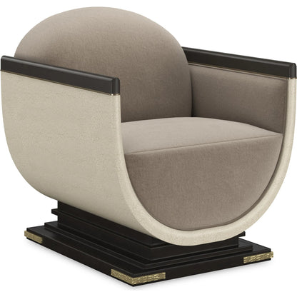 Helena Chair by Caracole in ivory craze, charred bark, brushed gold paint, brushed gold. Made from asian hardwood in a unique style.