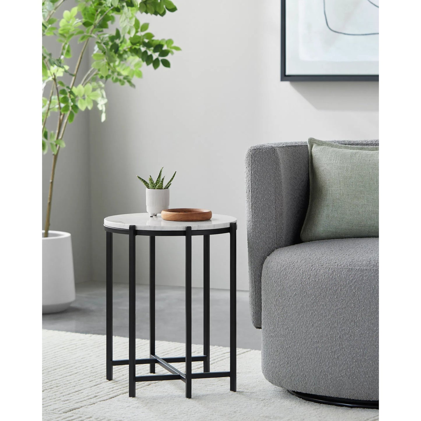 006 SI-1914100 | Lifestyle | Anaya - 24738 by Livabliss in white and powder coatednatural. Made from top: marble, base: metal in a modern style.