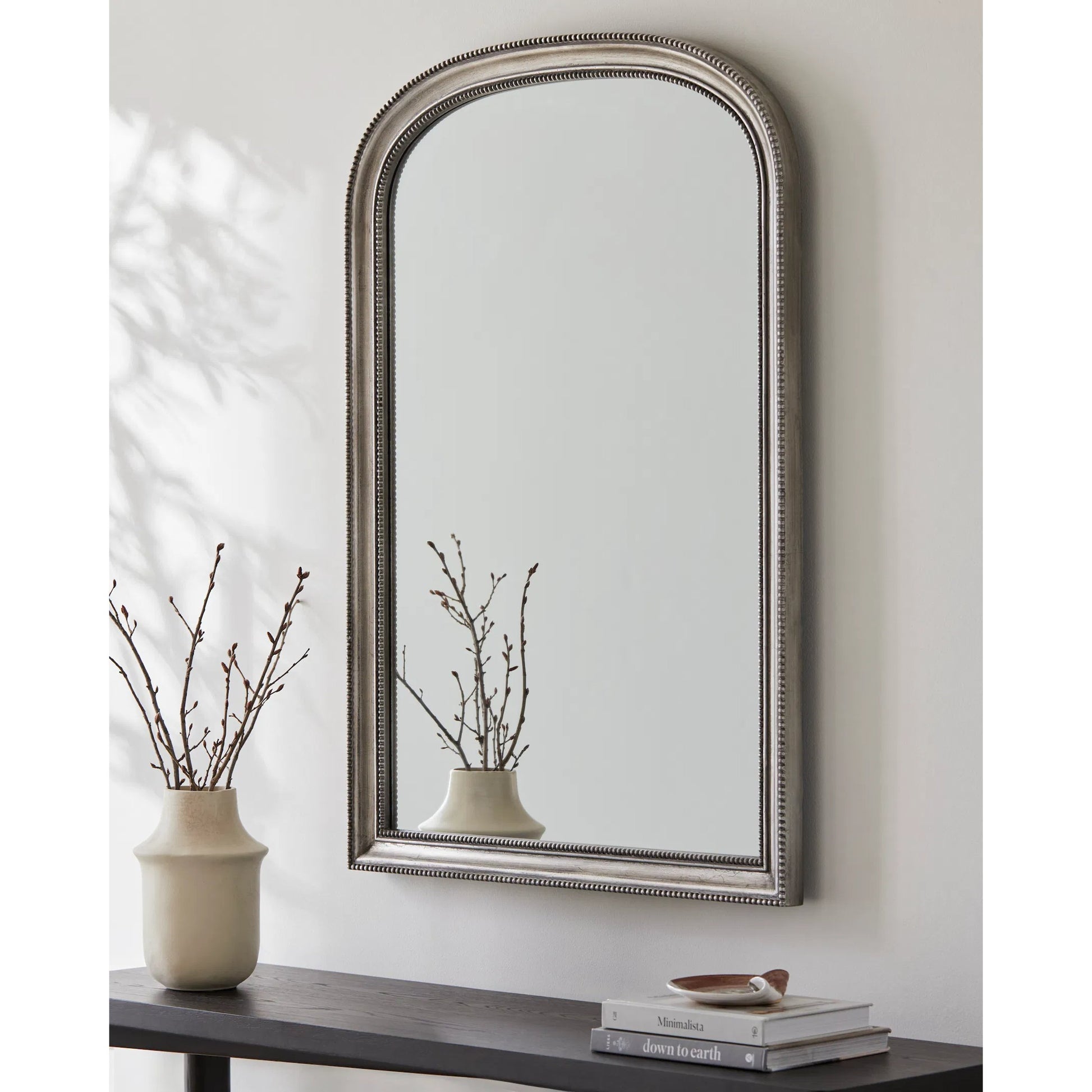 Nalanda Mantel Mirror - 535593 by Surya in antiqued. Made from manufactured wood in a modern style.