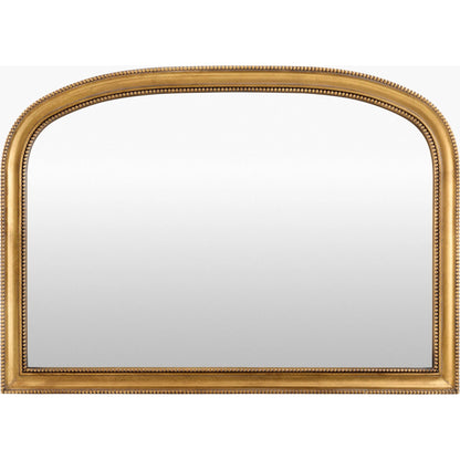 Nalanda Mantel Mirror by Surya in gold. Made from pine in a traditional style.