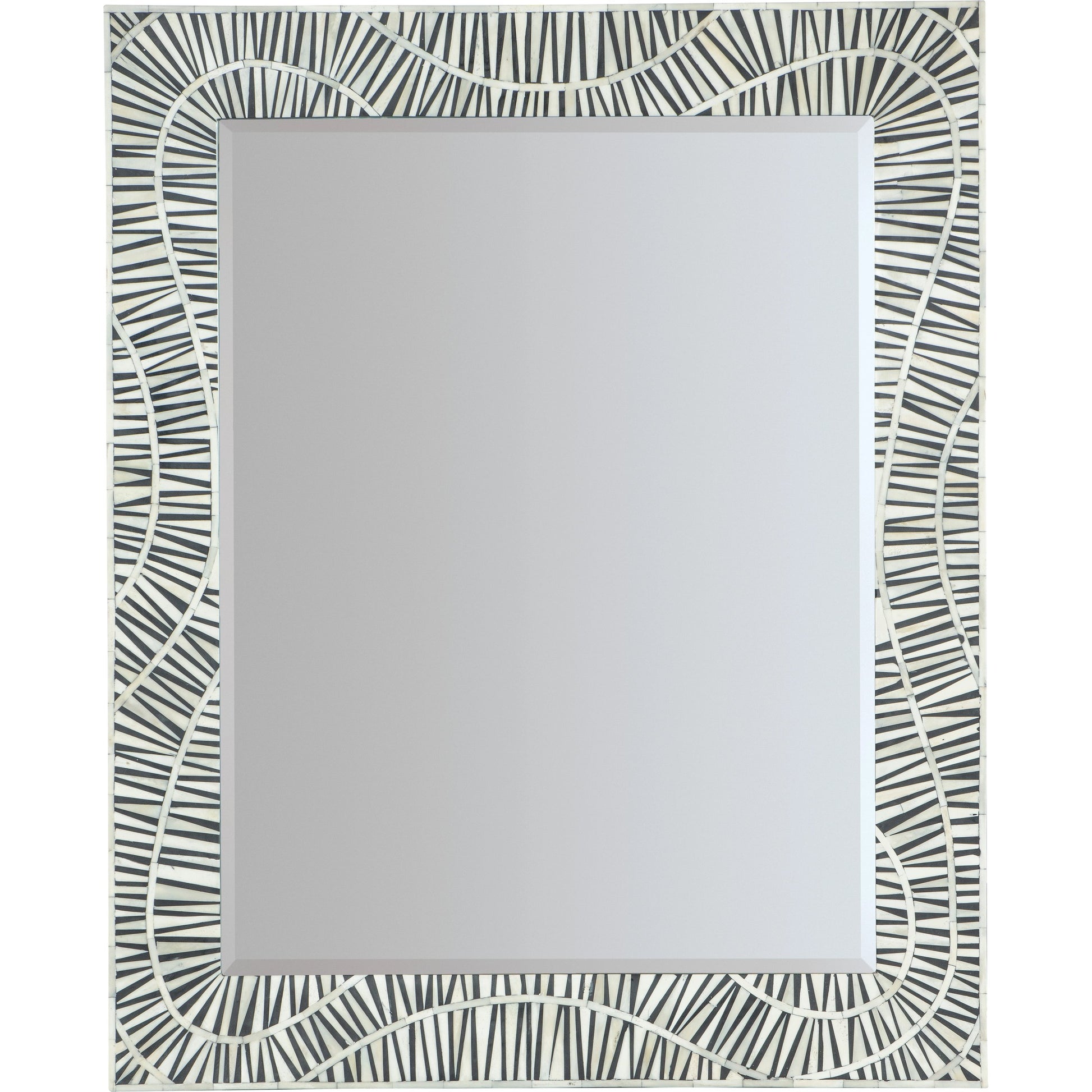 Commerce and Market Tiger Tooth Vertical Mirror by Hooker Furniture in black & white bone. Made from mango solids, bone, glass in a modern style.
