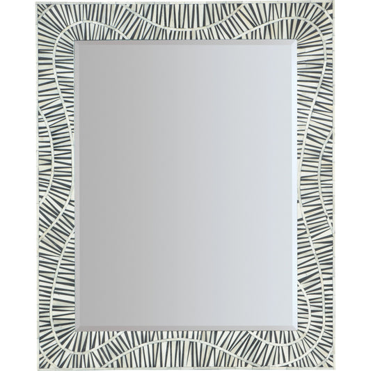 Commerce and Market Tiger Tooth Vertical Mirror by Hooker Furniture in black & white bone. Made from mango solids, bone, glass in a modern style.