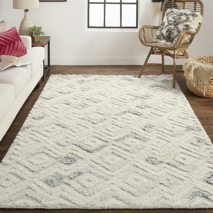 Anica Transitional Moroccan Rug - 8004F by Feizy in ivory, gray, black. Made from wool in a unique style.