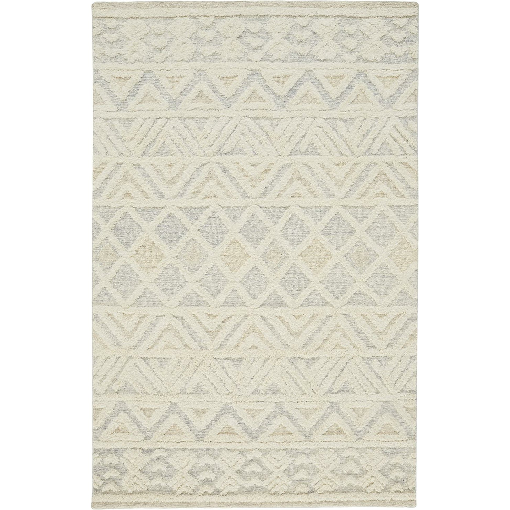 Anica Traditional Geometric Rug - 8005F by Feizy in ivory, blue, tan. Made from wool in a unique style.