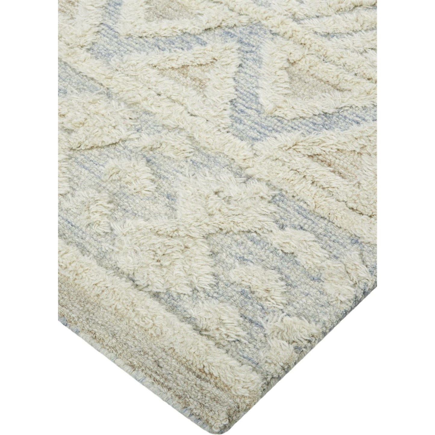 004 SI-1753546,SI-1753547,SI-1753549,SI-1753550,SI-1753551 | Closeup | Anica Traditional Geometric Rug - 8005F by Feizy in ivory, blue, tan. Made from wool in a unique style.