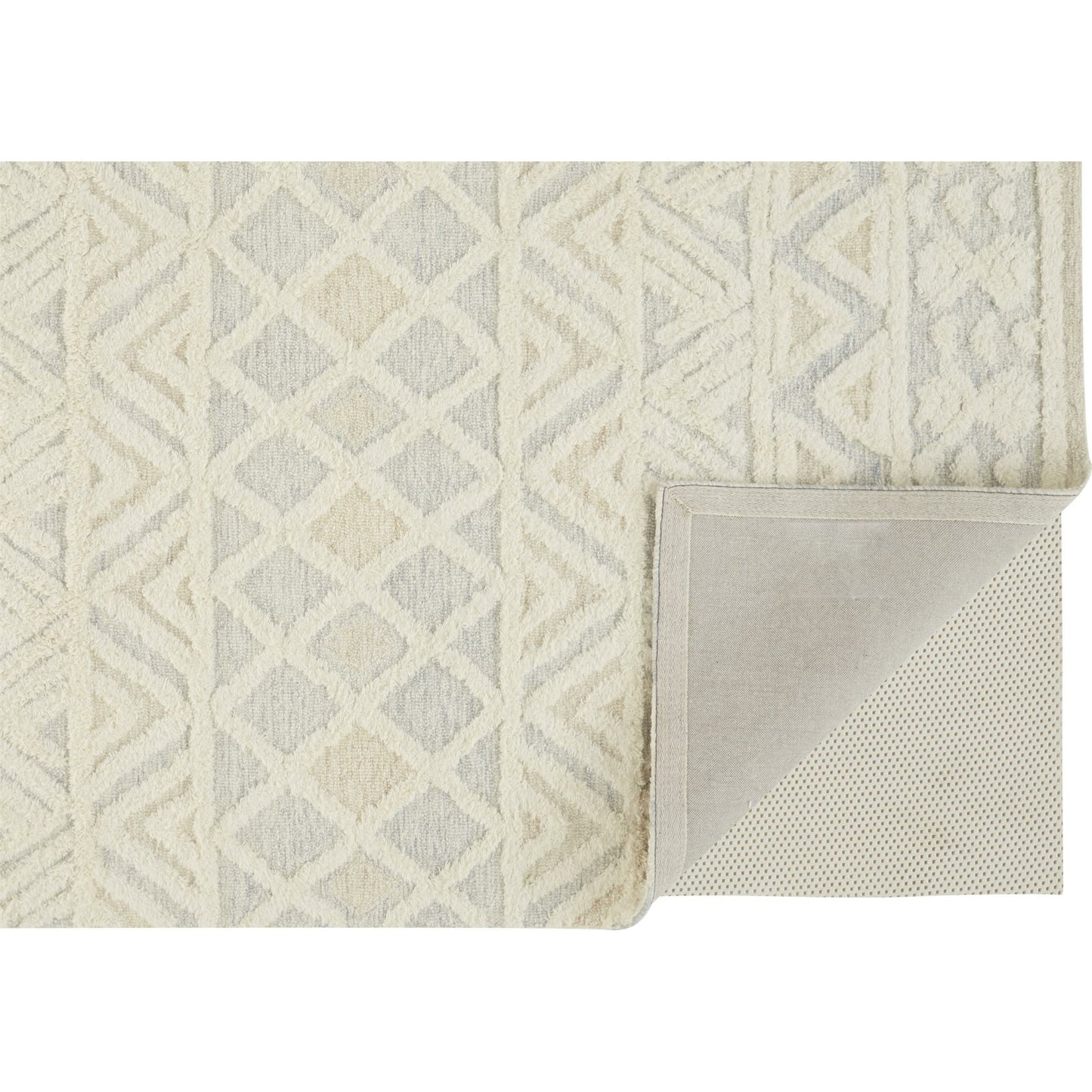 003 SI-1753546,SI-1753547,SI-1753549,SI-1753550,SI-1753551 | Closeup | Anica Traditional Geometric Rug - 8005F by Feizy in ivory, blue, tan. Made from wool in a unique style.