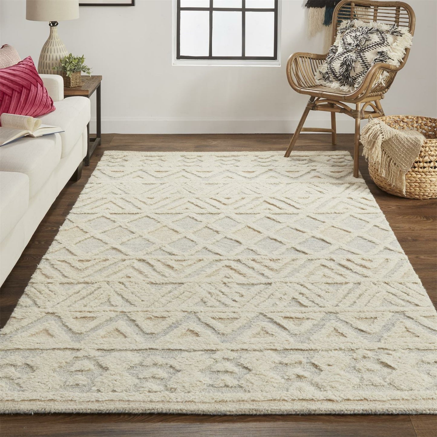 012 SI-1753546,SI-1753547,SI-1753549,SI-1753550,SI-1753551 | Lifestyle | Anica Traditional Geometric Rug - 8005F by Feizy in ivory, blue, tan. Made from wool in a unique style.