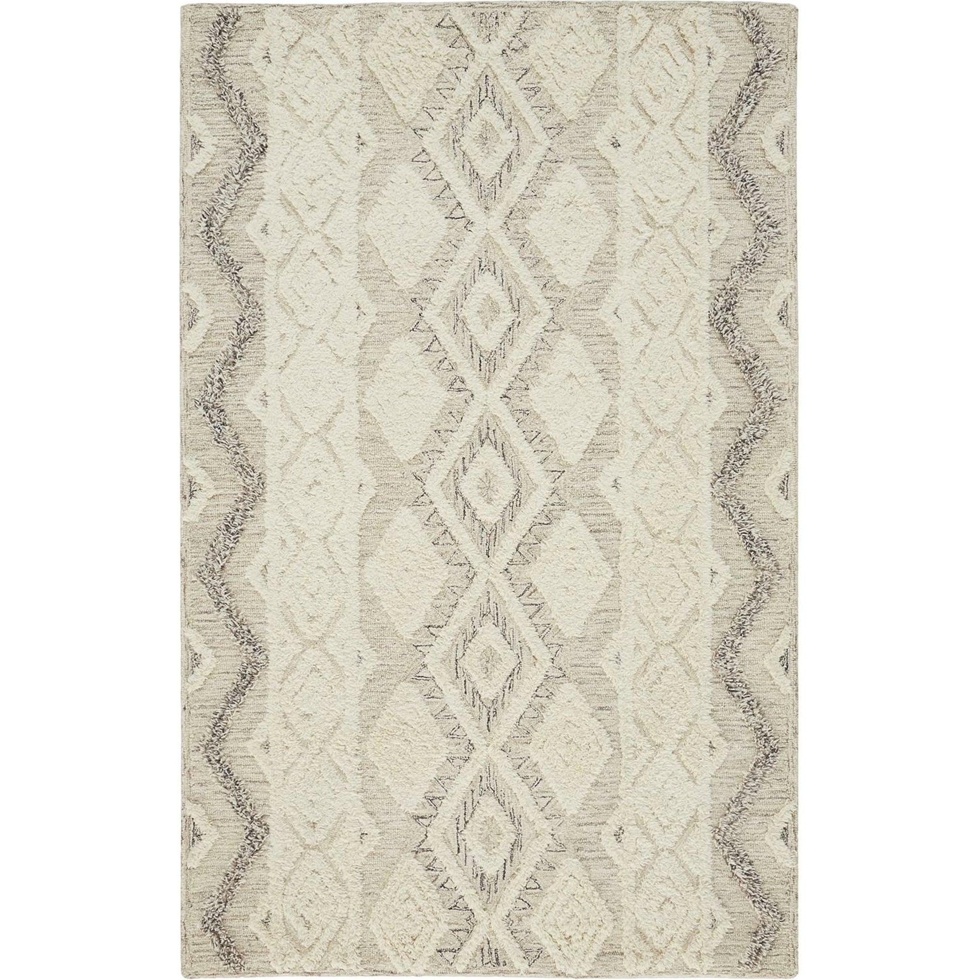 Anica Transitional Geometric Rug - 8006F by Feizy in ivory, taupe, gray. Made from wool in a unique style.