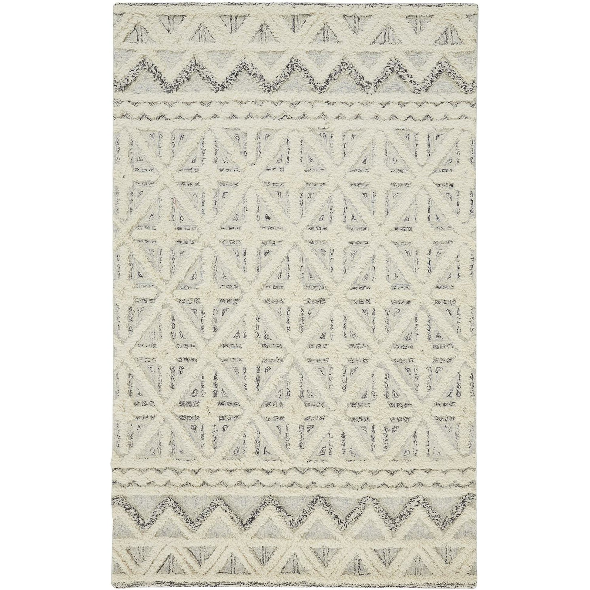 Anica Transitional Geometric Rug - 8007F by Feizy in ivory, black. Made from wool in a unique style.