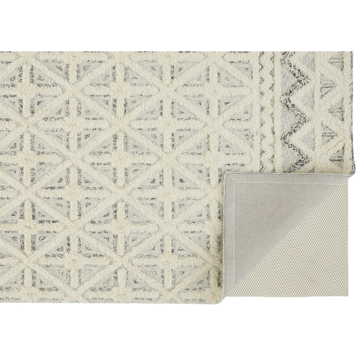 003 SI-1753559,SI-1753560,SI-1753561 | Closeup | Anica Transitional Geometric Rug - 8007F by Feizy in ivory, black. Made from wool in a unique style.
