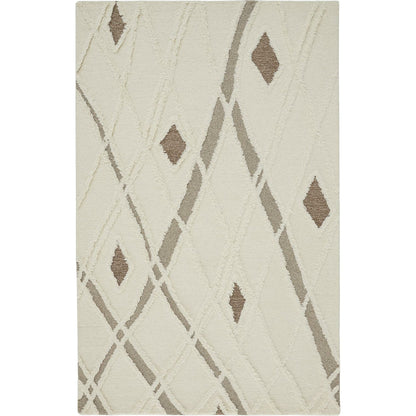 Anica Transitional Geometric Rug - 8008F by Feizy in ivory, taupe, brown. Made from wool in a unique style.