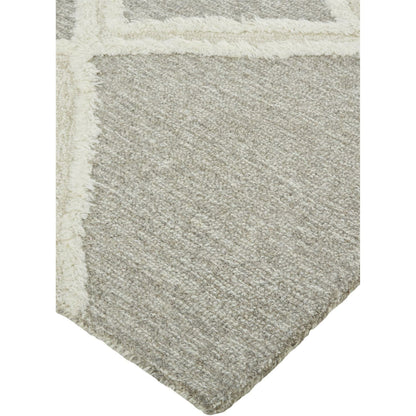 Anica Transitional Geometric Rug - 8009F by Feizy in gray, ivory. Made from wool in a unique style.