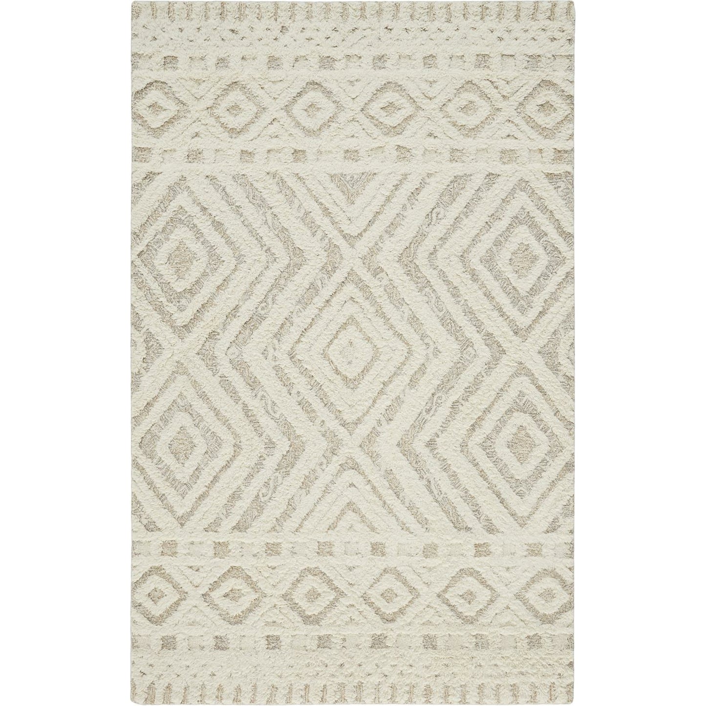 002 SI-1753576,SI-1753577,SI-1753578,SI-1753579,SI-1753580,SI-1753581 | Primary Silo | Anica Transitional Diamond Rug - 8010F by Feizy in ivory, tan. Made from wool in a unique style.