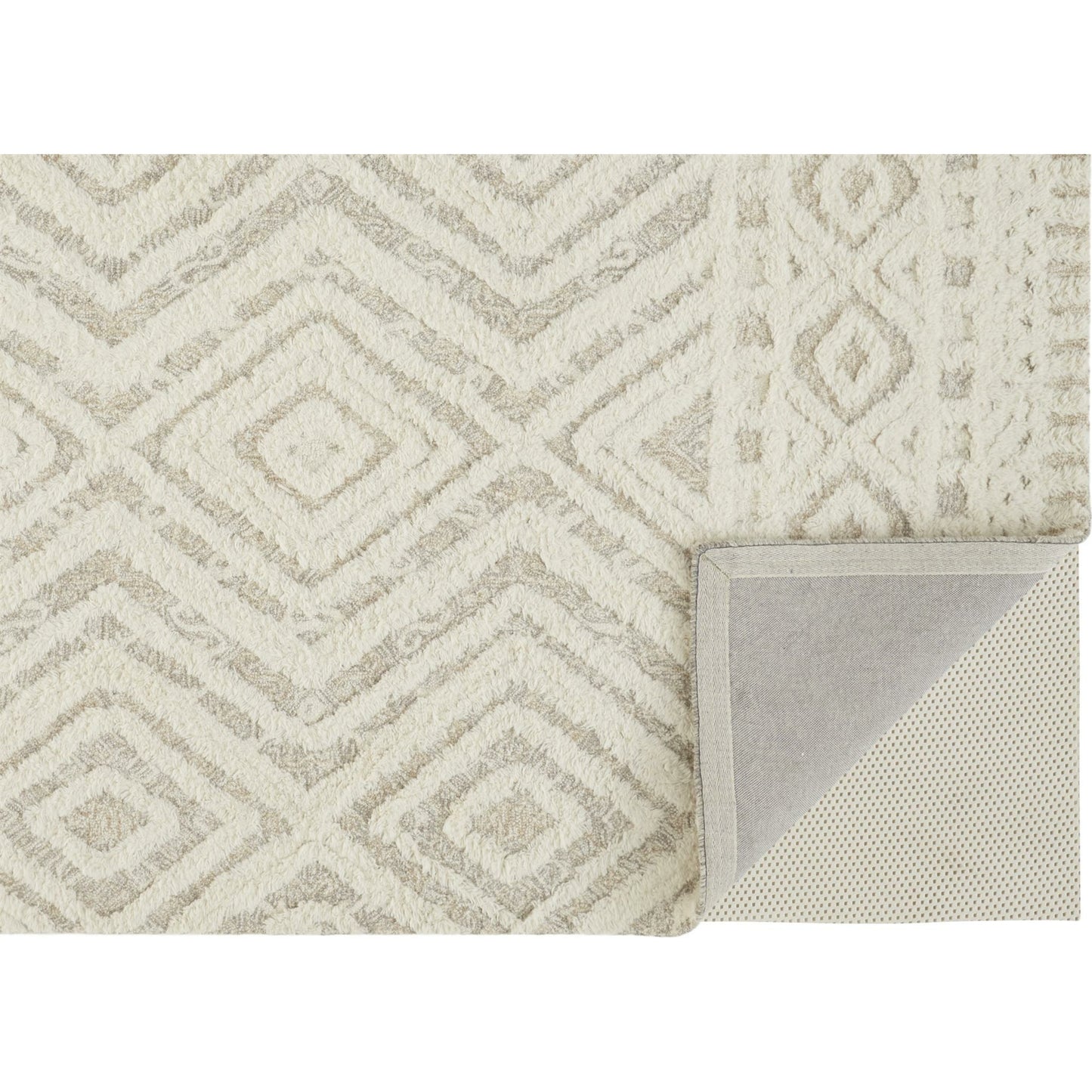 003 SI-1753576,SI-1753577,SI-1753578,SI-1753579,SI-1753580,SI-1753581 | Closeup | Anica Transitional Diamond Rug - 8010F by Feizy in ivory, tan. Made from wool in a unique style.