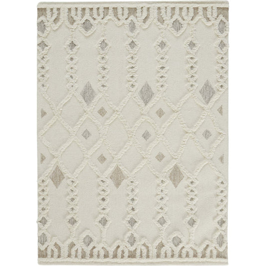 Anica Transitional Trellis & Lattice Rug - 8011F by Feizy in ivory, tan, silver. Made from wool in a unique style.