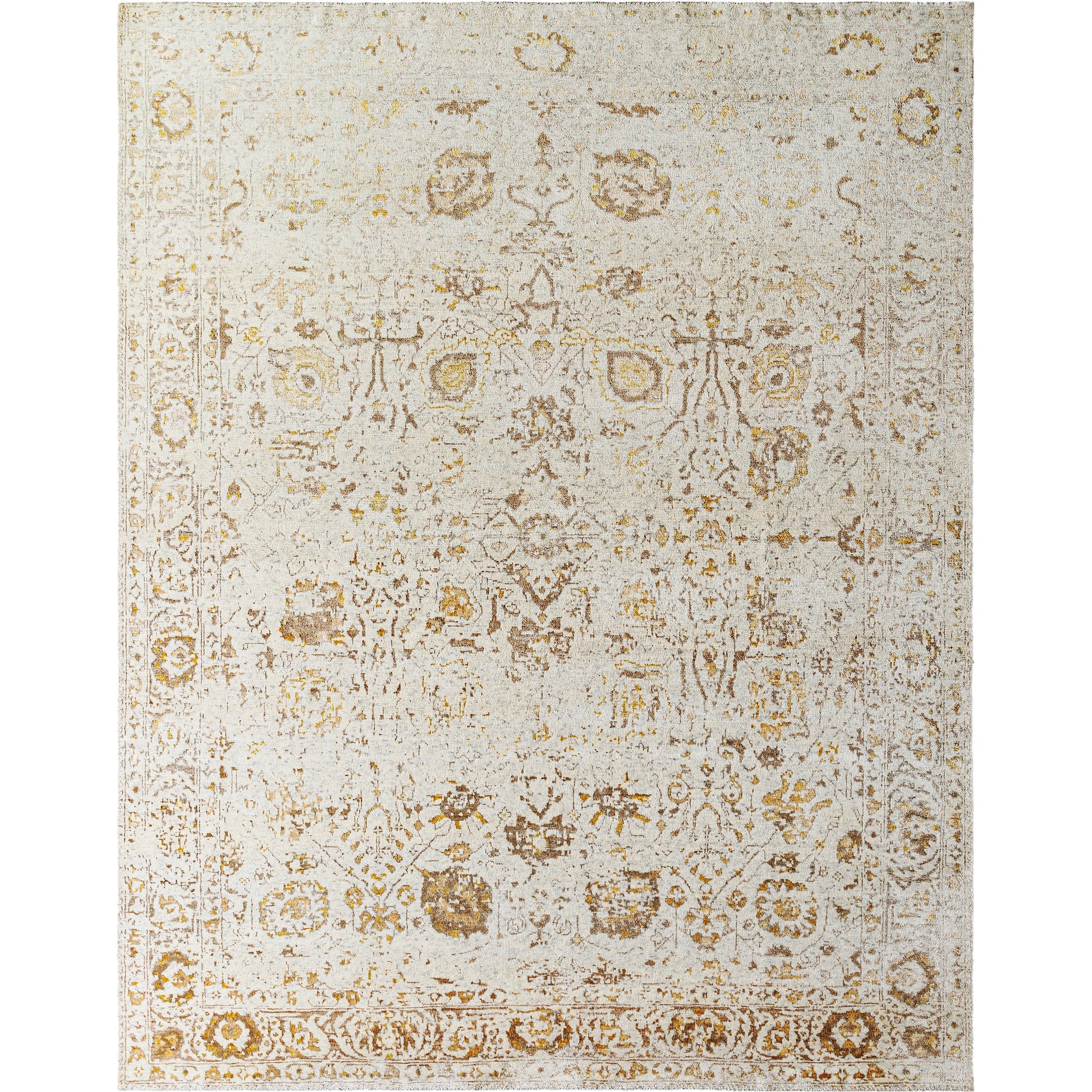 Aleyna ANE-2302 Rug by Surya in ivory, antique gold, taupe, charcoal. Made from face: 35% wool, 65% viscose, warp: 100% cotton in a unique style.
