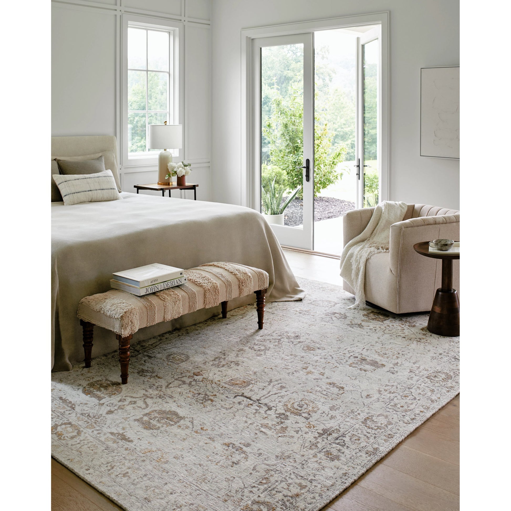 Aleyna ANE-2302 Rug by Surya in ivory, antique gold, taupe, charcoal. Made from face: 35% wool, 65% viscose, warp: 100% cotton in a unique style.