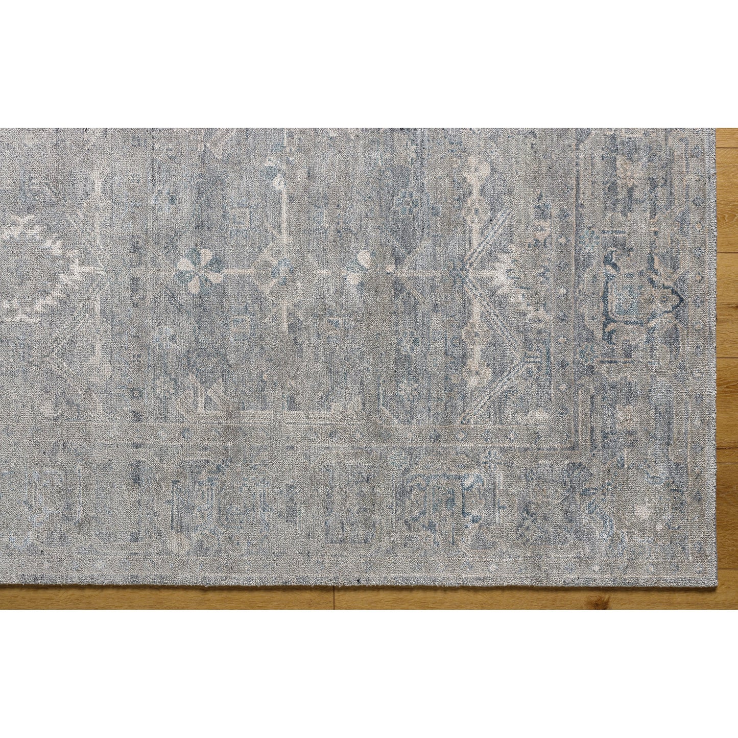 002 SI-2052025,SI-2052026,SI-2052027,SI-2052028,SI-2052029,SI-2052030 | Closeup | Aleyna ANE-2303 Rug by Surya in light gray, denim, pale blue, cream. Made from face: 25% wool, 75% viscose, warp: 100% cotton in a unique style.