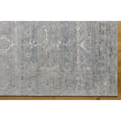 Aleyna ANE-2303 Rug by Surya in light gray, denim, pale blue, cream. Made from face: 25% wool, 75% viscose, warp: 100% cotton in a unique style.